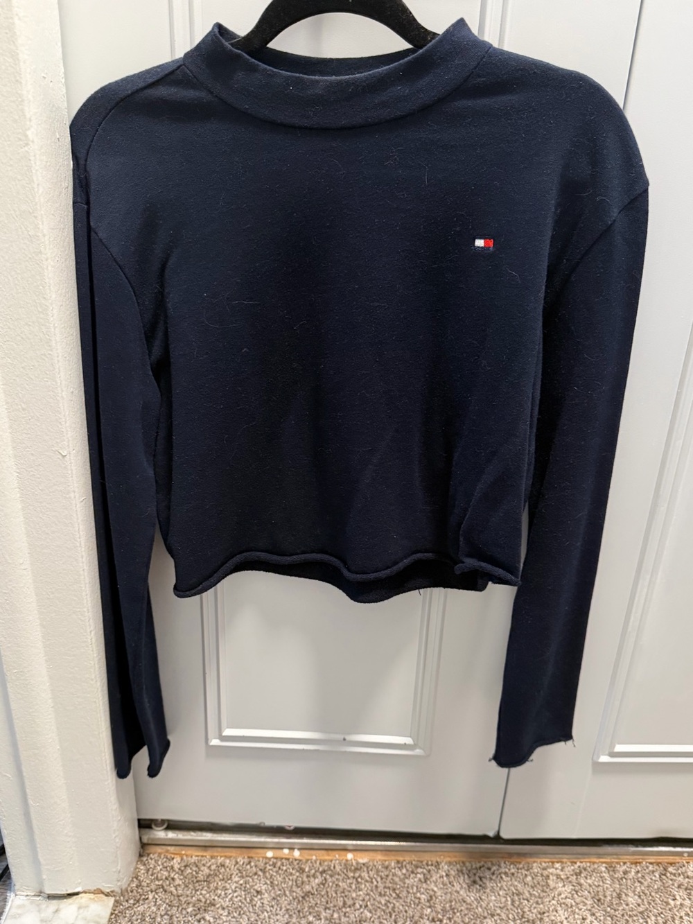 Tommy Hilfiger Navy Cropped Long-Sleeve Top